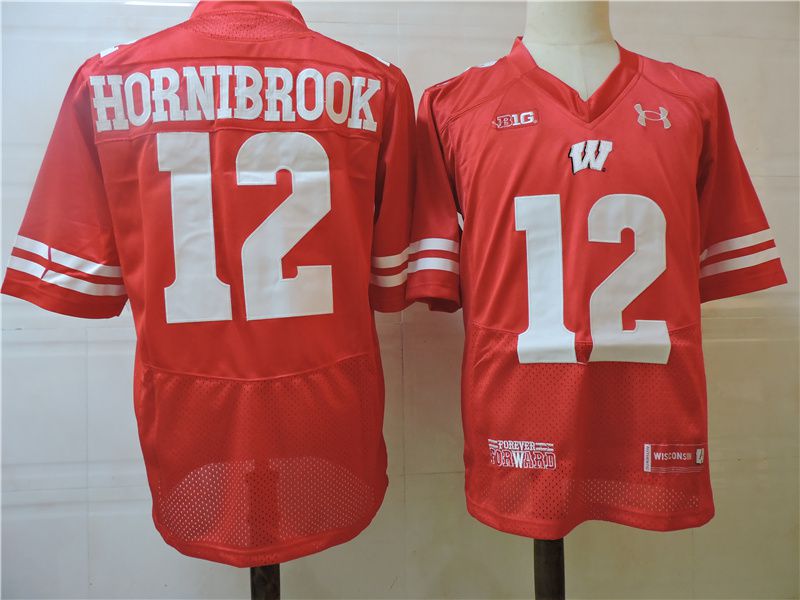 Men Wisconsin Badgers #12 Hornibrook Red Elite 2025 NCAA Jersey->ncaa teams->NCAA Jersey